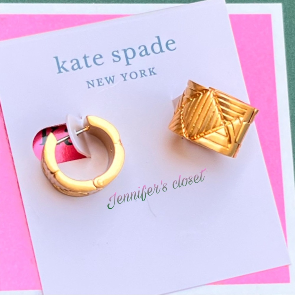 Kate Spade Gold-Tone Huggie Hoop Earrings NWT